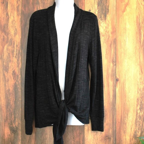 Peach Women's Cardigan with Bottom Tie Activewear Black M - Picture 1 of 6